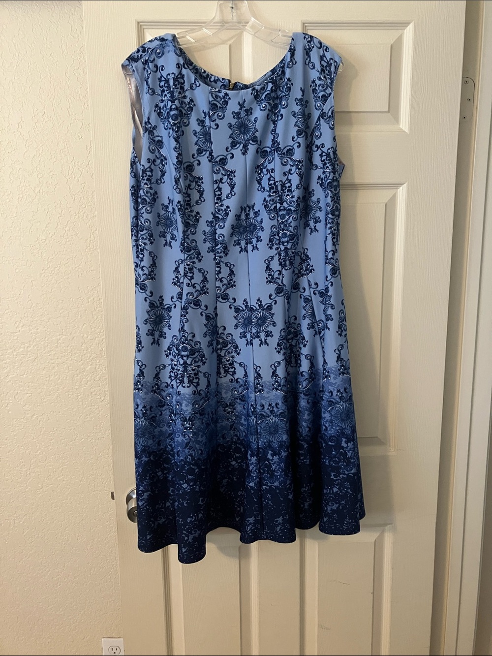 Dress Barn Blue Ombre Floral Midi Dress